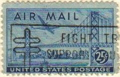 Z VENDIDO USA 1947 Scott C36 Sello Avión sobre el Puente de la Bahia San Francisco Oakland usado
